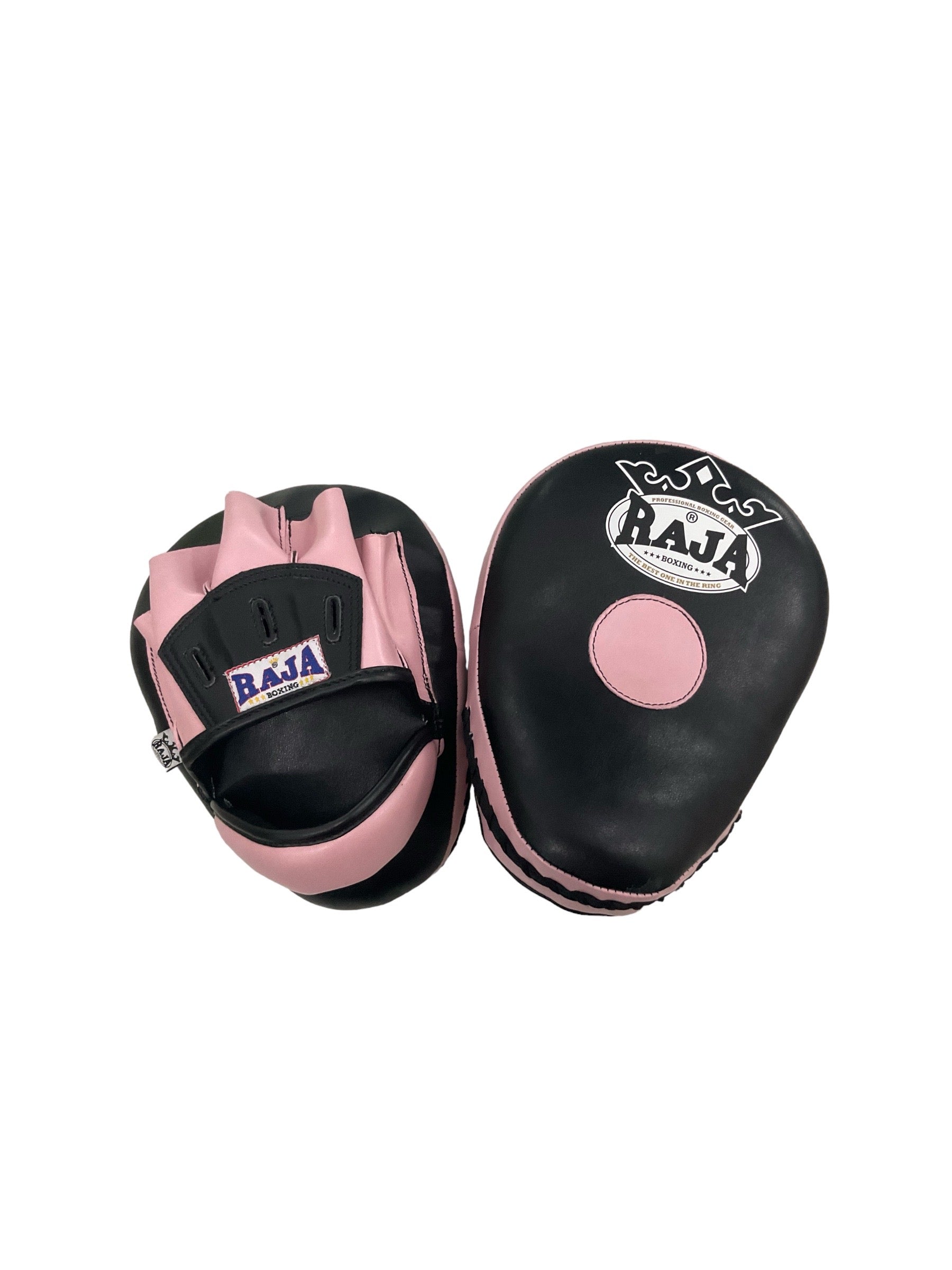 Raja Punch Mitts — Classic Open Finger Black/Light Pink (RPM-6A) — MMAGuy fight gear Phuket