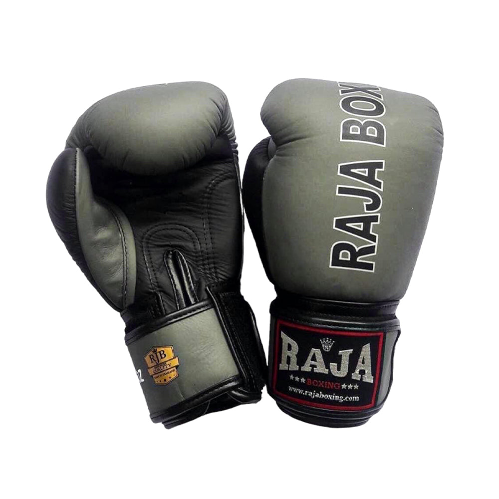 Raja Boxing Gloves — The Original Gray/Black (RJB-P1-1) — MMAGuy fight gear Phuket