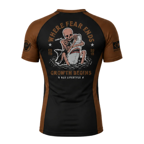 BJJ Lifestyle Where Fear Ends rashguard, back print