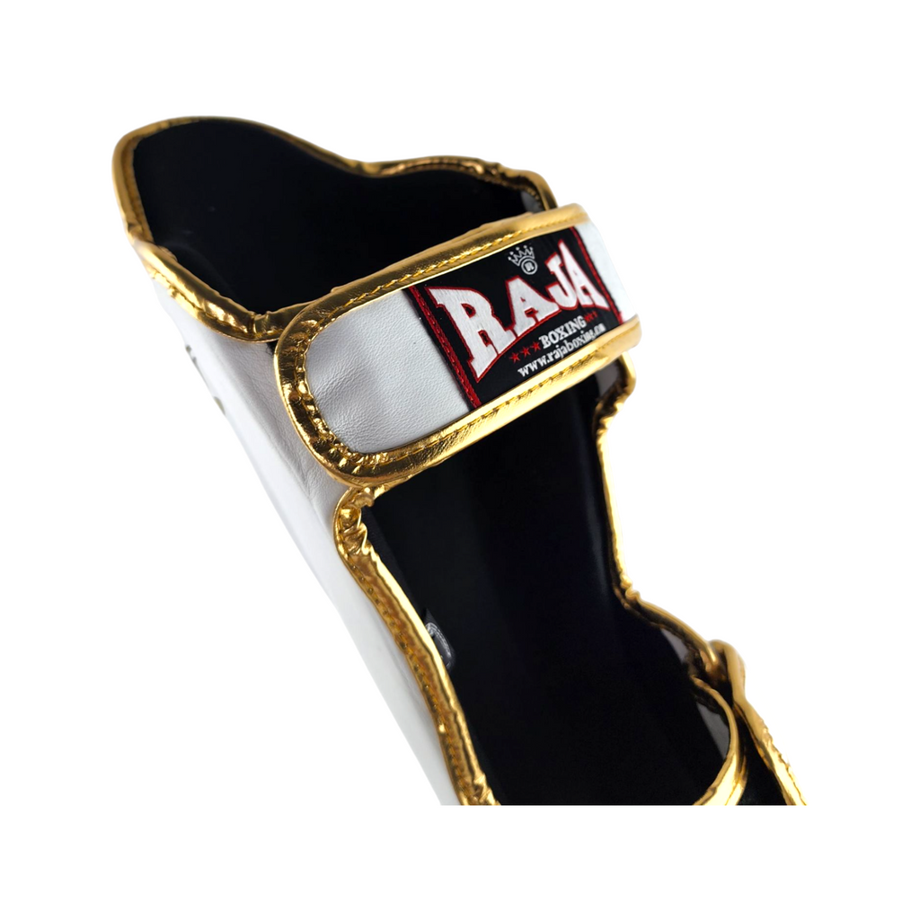 Raja Shin Guards — Lightweight White Gold (LS2) — MMAGuy fight gear Phuket