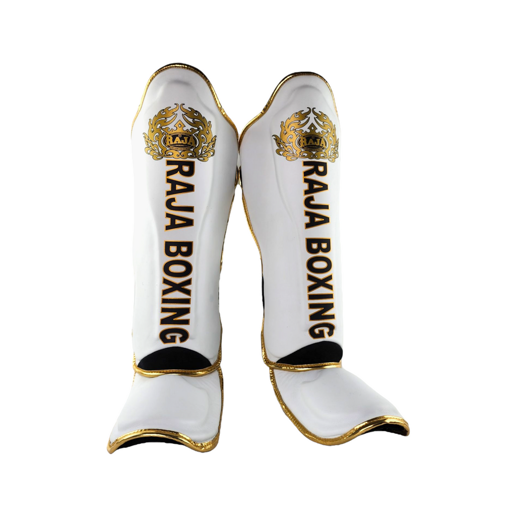 Raja Shin Guards — Lightweight White Gold (LS2) — MMAGuy fight gear Phuket