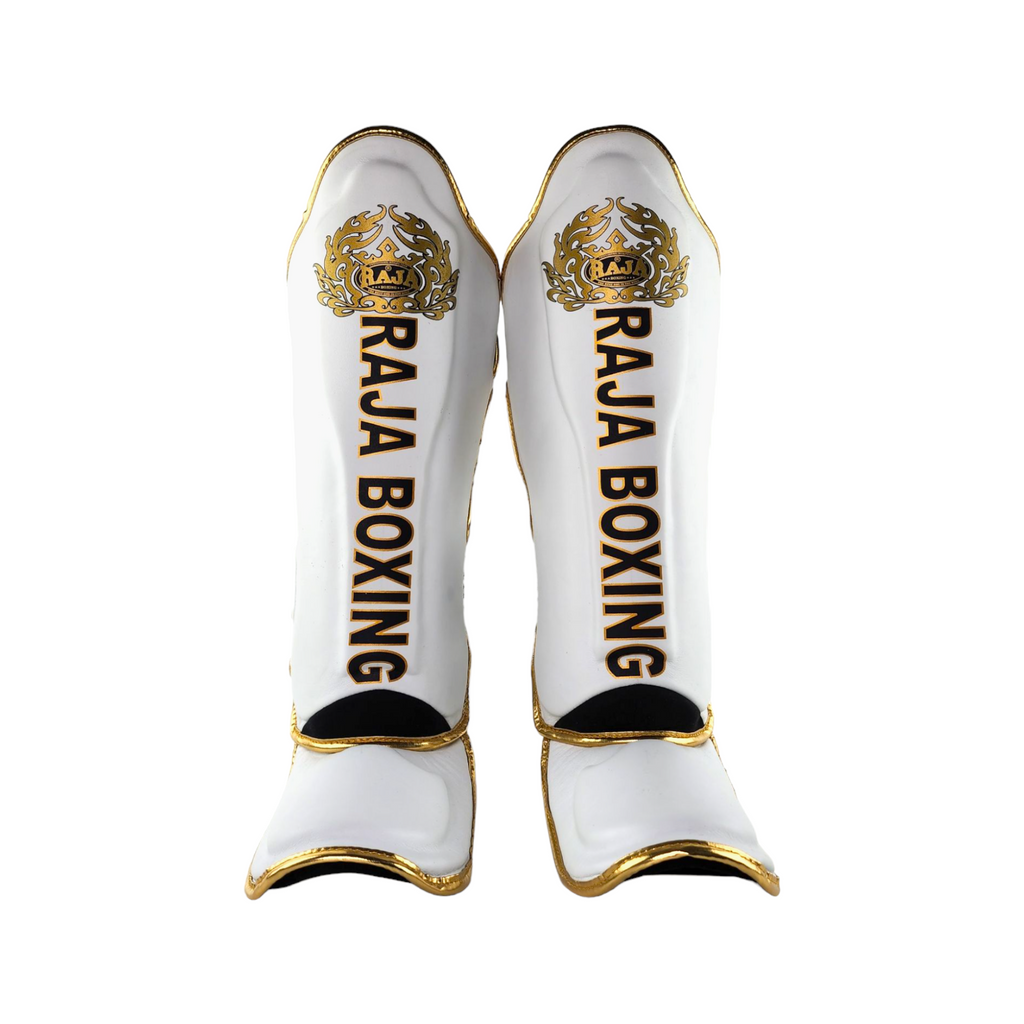 Raja Shin Guards — Lightweight White Gold (LS2) — MMAGuy fight gear Phuket