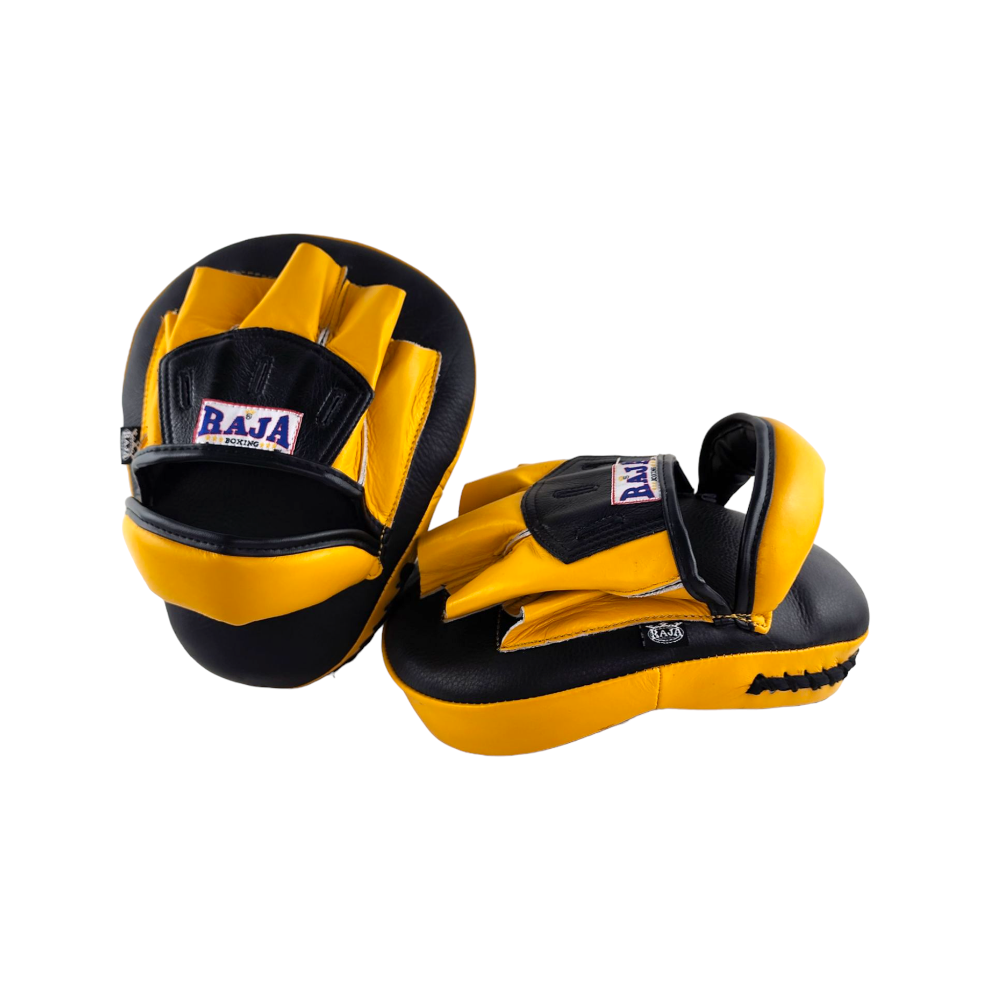 Raja Punch Mitts — Open Finger Yellow/Black (RPM-6A) — MMAGuy fight gear Phuket