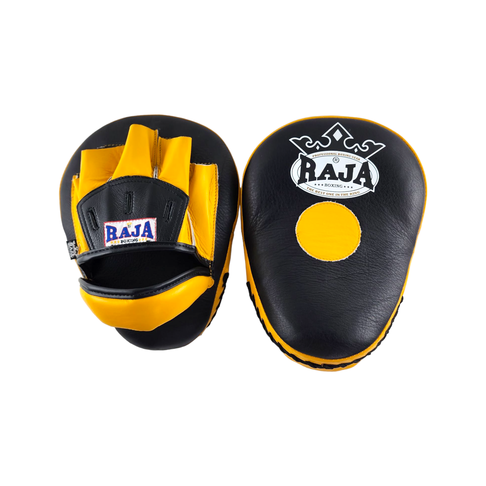 Raja Punch Mitts — Open Finger Yellow/Black (RPM-6A) — MMAGuy fight gear Phuket