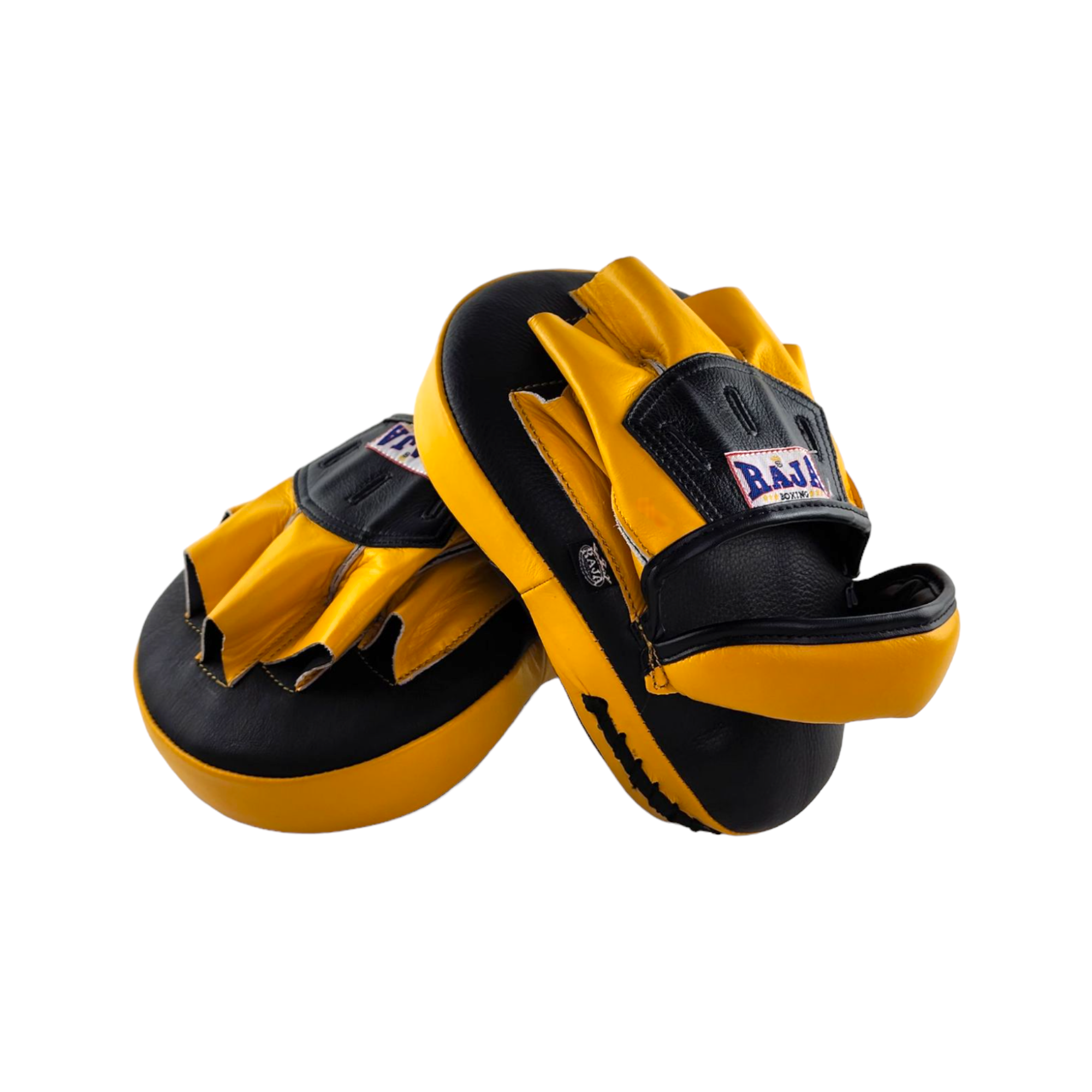 Raja Punch Mitts — Open Finger Yellow/Black (RPM-6A) — MMAGuy fight gear Phuket