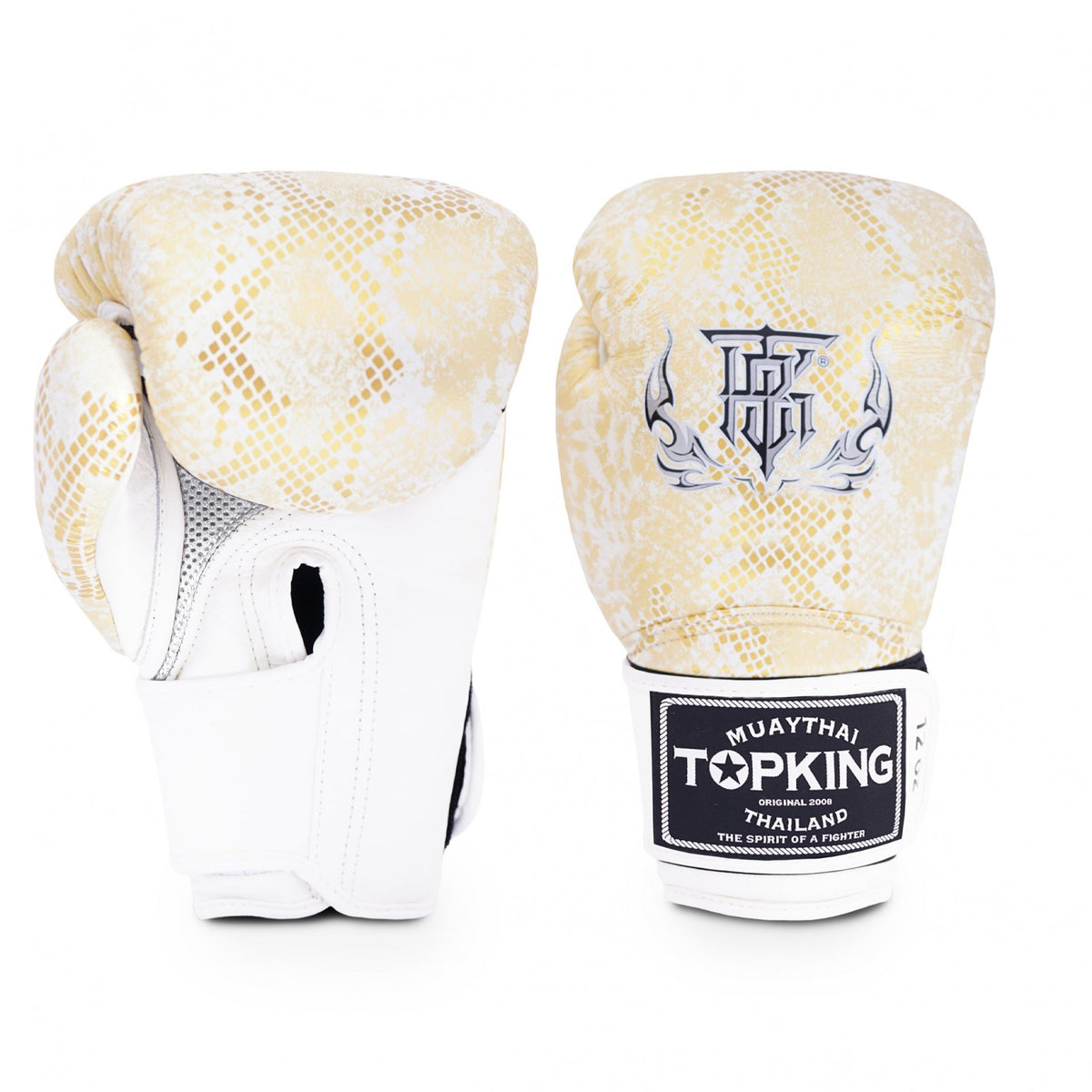 Top King Super Snake Boxing Gloves White-Gold (AIR, mesh palm)