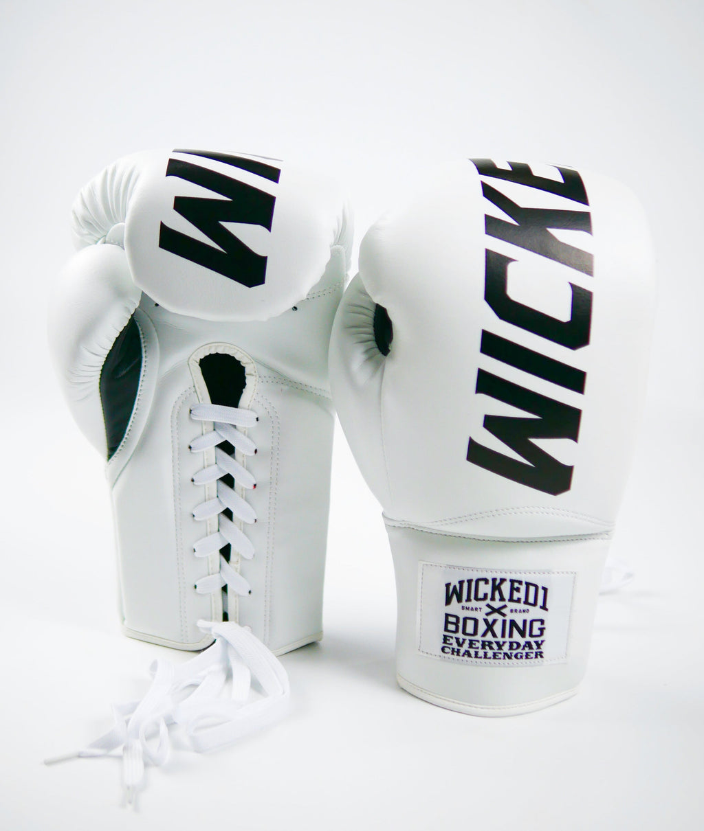 Wicked1 Boxing Gloves Lace up White