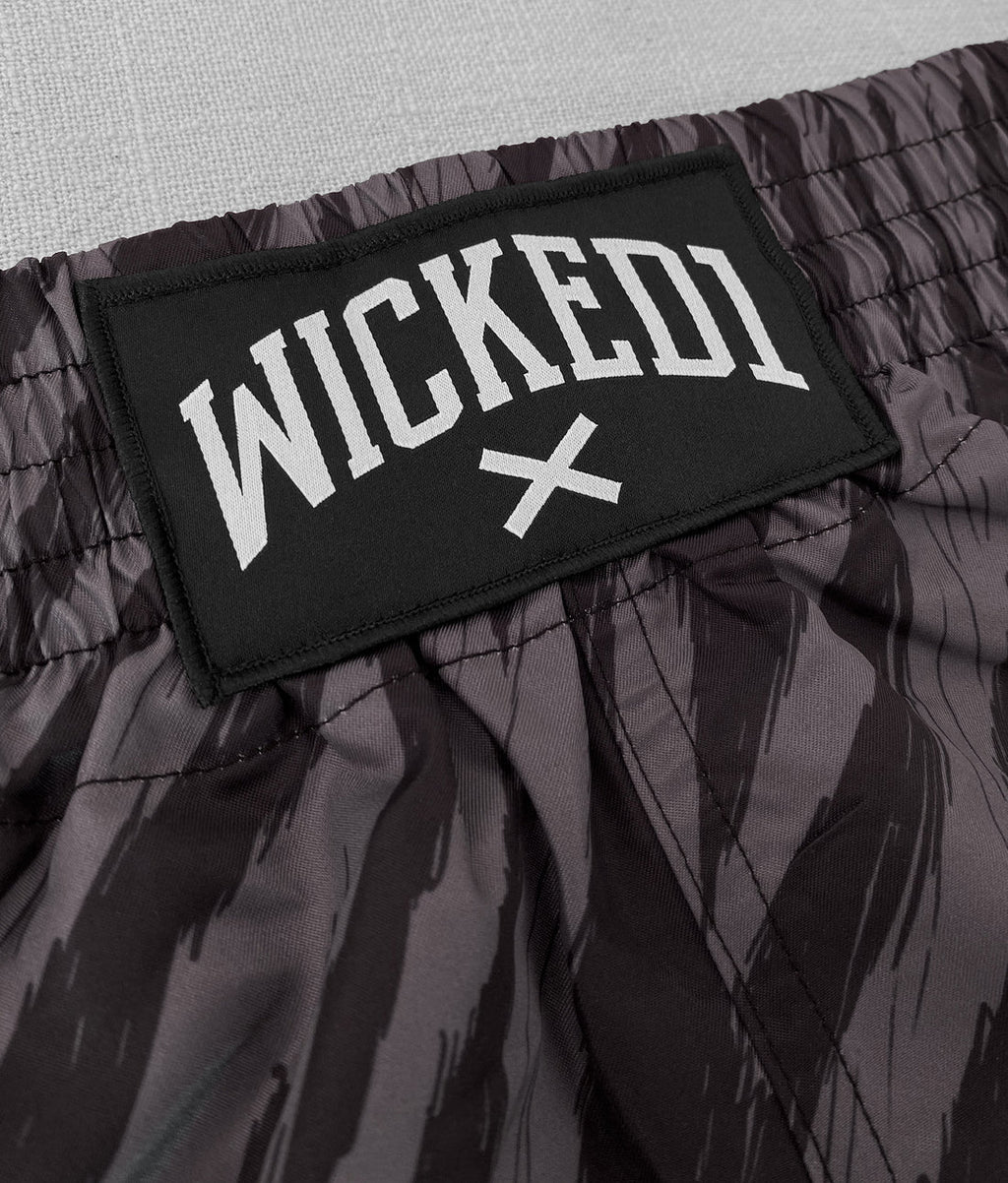 Wicked1 MUAY THAI SHORT BLACK TIGER