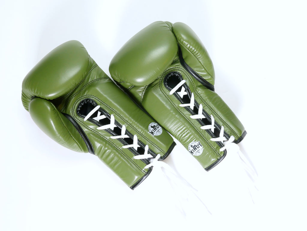 Windy Boxing Gloves Lace up Olive — pair view