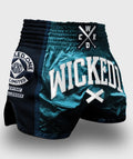 Wicked1 MUAY THAI SHORTS SPRAYING BLUE