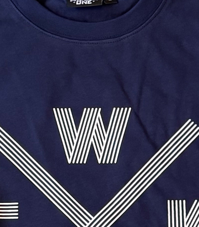 Wicked1 OVERSIZED LINE-UP NAVY T-SHIRT