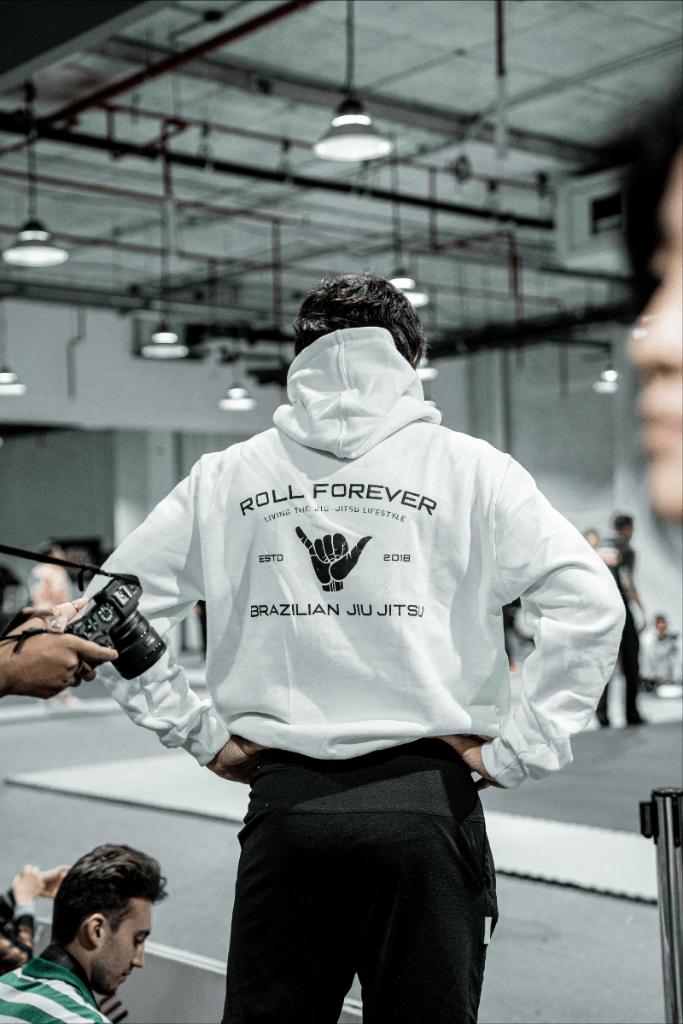 BJJ Hoodie Roll Forever - White