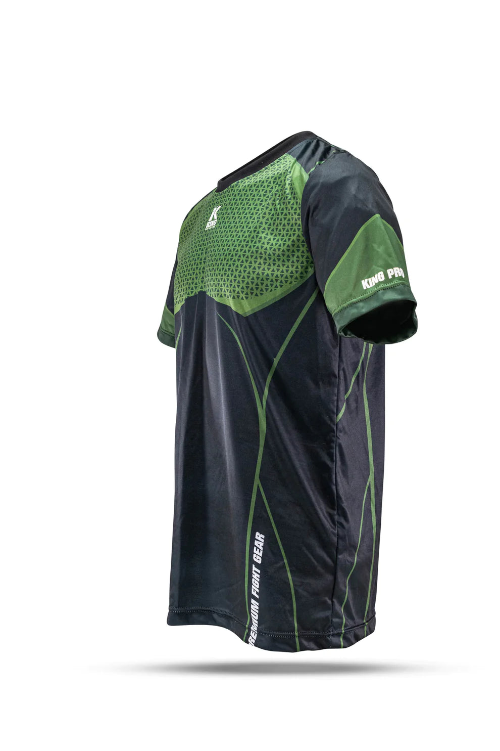 King Pro T-Shirt Green: black and green athletic jersey with mesh panels