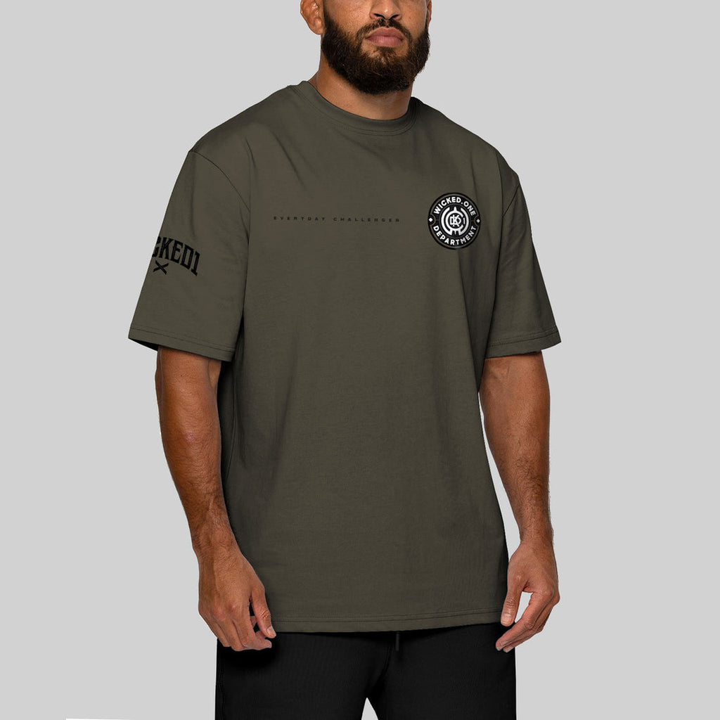 Wicked1 OVERSIZE KHAKI DEPARTMENT T-SHIRT