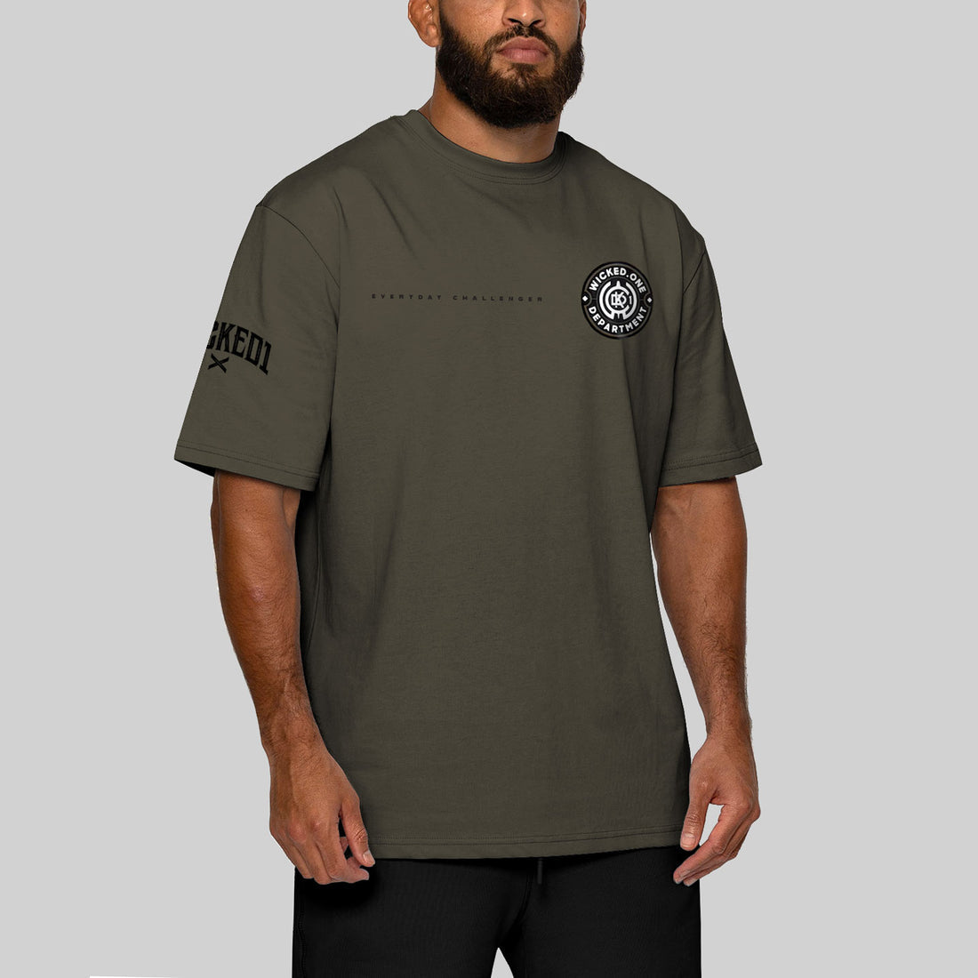 Wicked1 OVERSIZE KHAKI DEPARTMENT T-SHIRT
