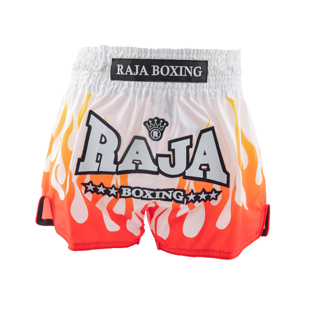 Raja Muay Thai Shorts — Spitfire White (SSP66-012) — MMAGuy fight gear Phuket