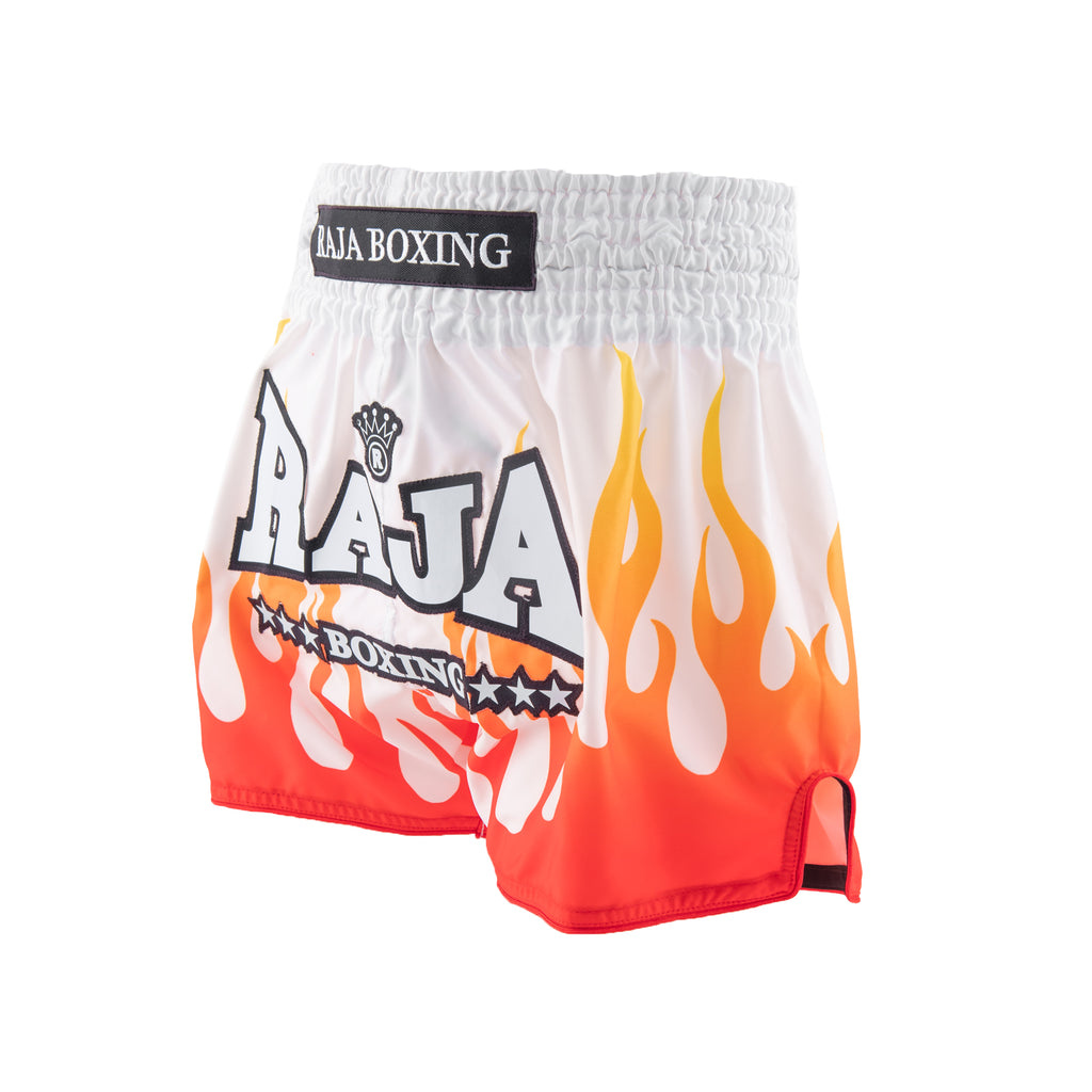 Raja Muay Thai Shorts — Spitfire White (SSP66-012) — MMAGuy fight gear Phuket