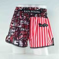 Raja Muay Thai Shorts — Red Comic Stripe (SP66-082) — MMAGuy fight gear Phuket