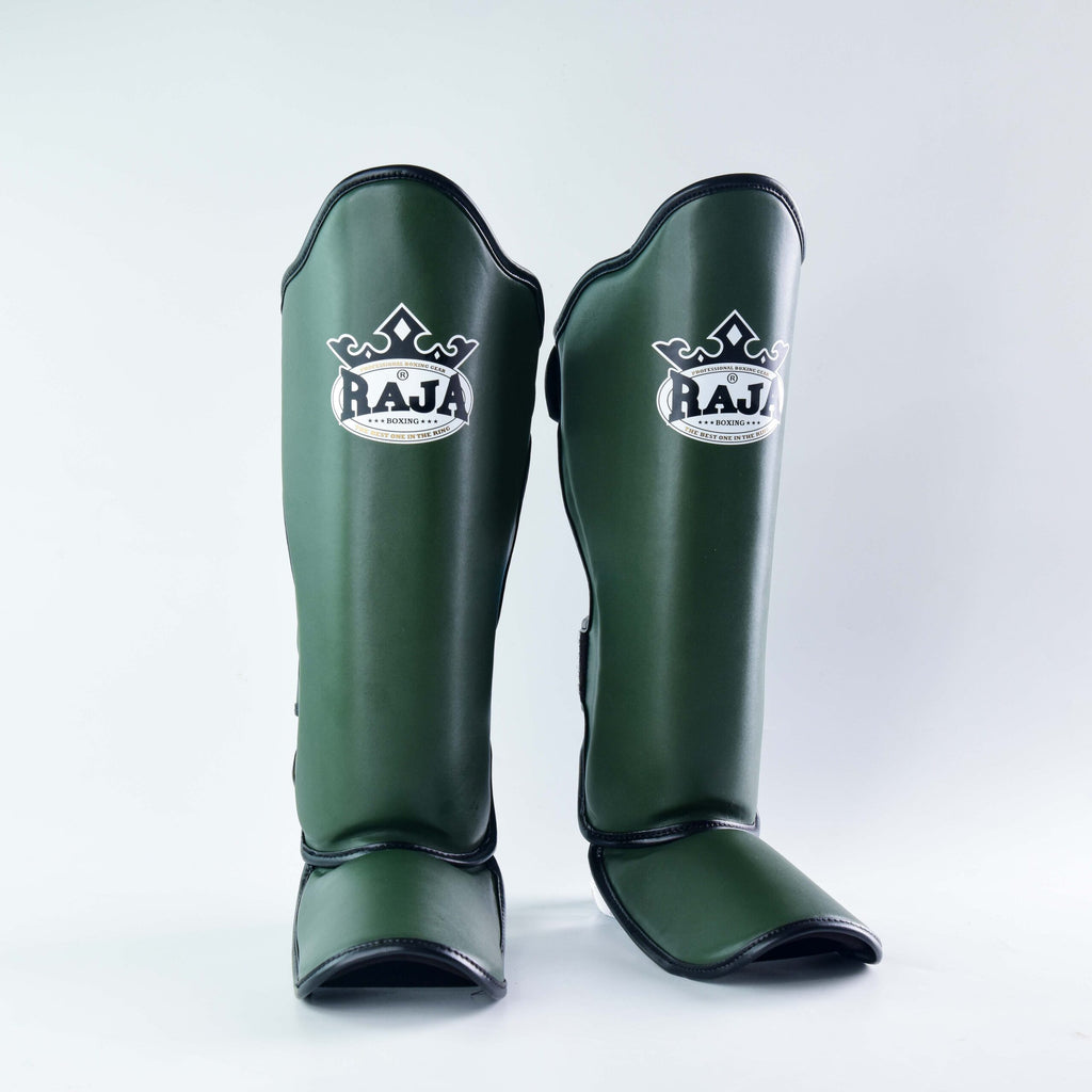 Raja Shin Guards — Lightweight Dark Green — MMAGuy fight gear Phuket