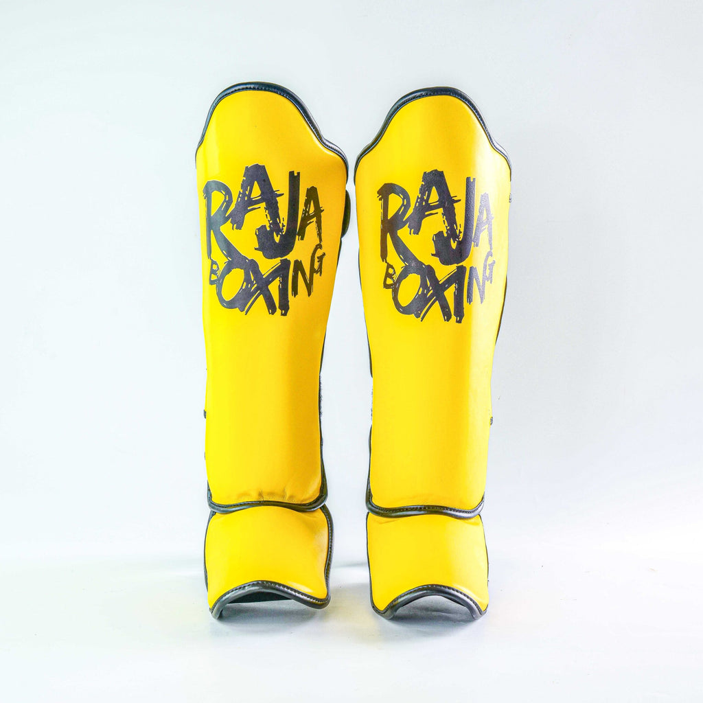 Raja Shin Guards — Lightweight V4 Neon Yellow — MMAGuy fight gear Phuket