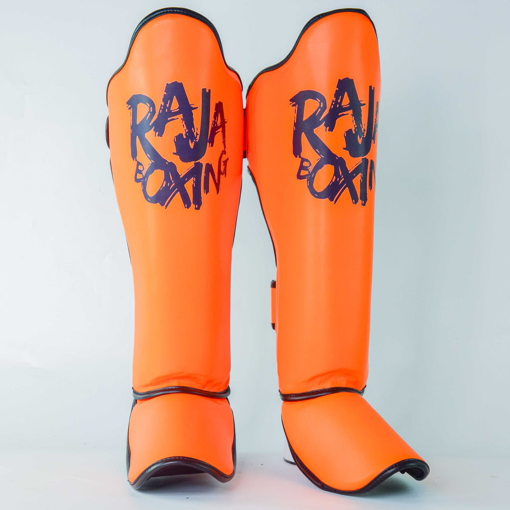 Raja Shin Guards — Lightweight V4 Neon Orange — MMAGuy fight gear Phuket