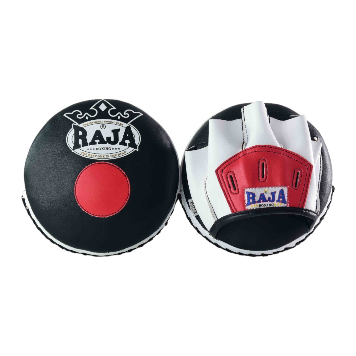 Raja Punch Mitts — Classic Open Finger Red/White/Black (RPM-1) — MMAGuy fight gear Phuket