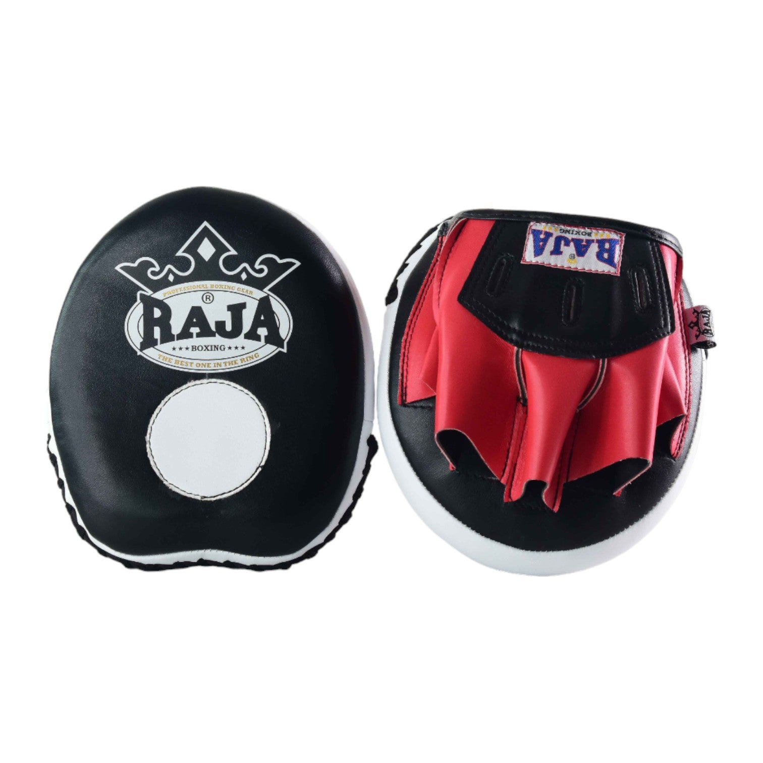 Raja Punch Mitts — Open Finger White/Red/Black (RPM-2) — MMAGuy fight gear Phuket