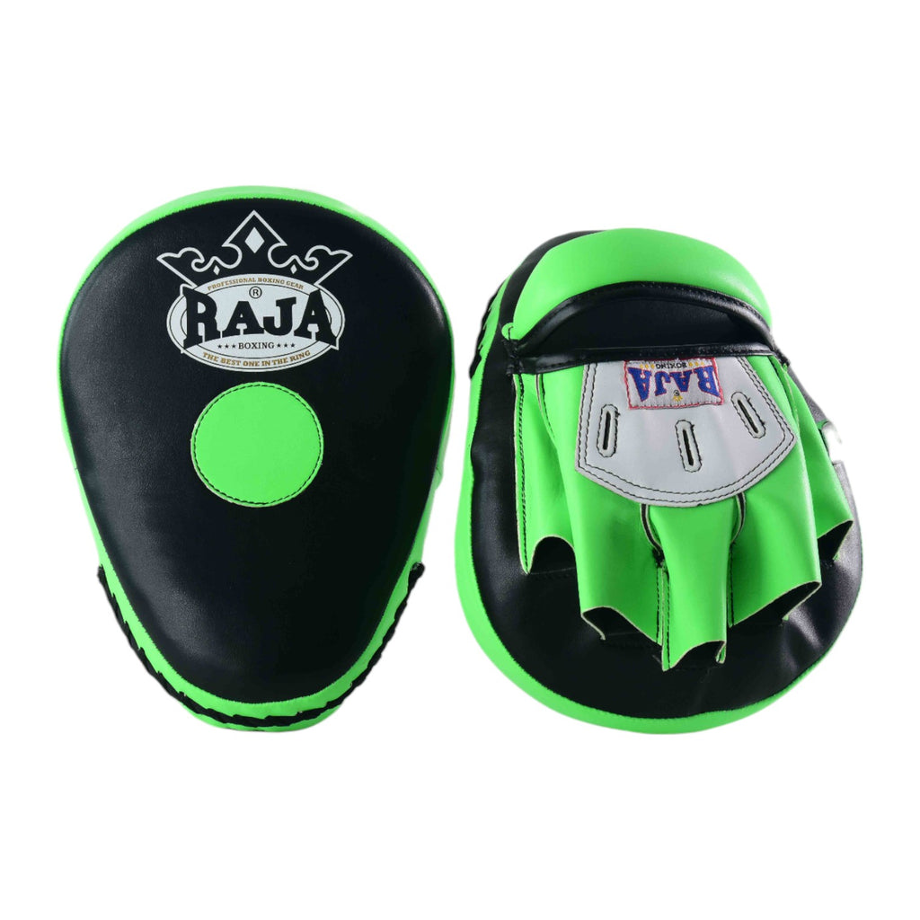 Raja Punch Mitts — Open Finger Black/Neon Green (RPM-6A) — MMAGuy fight gear Phuket