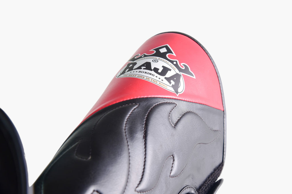 Raja Shin Guards — CUT ON Black/Red — MMAGuy fight gear Phuket