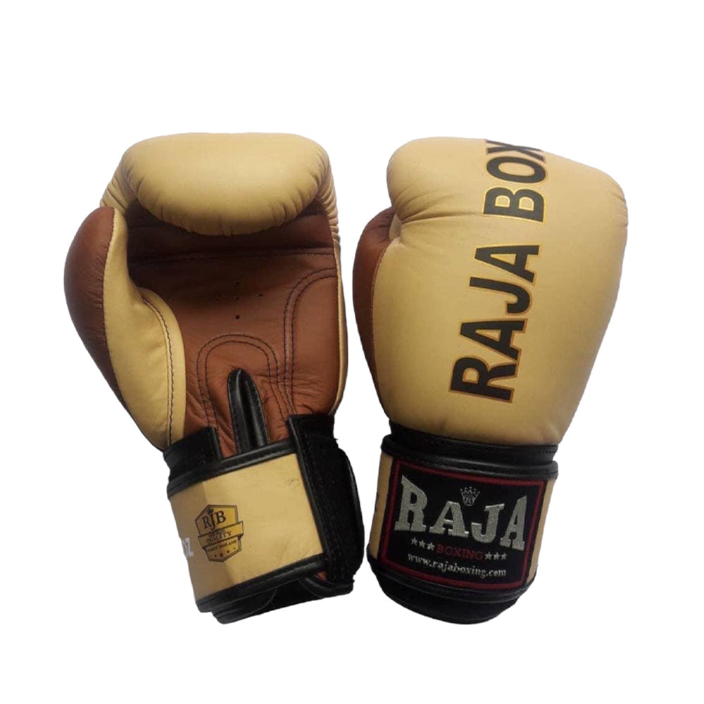 Raja Boxing Gloves — The Original Beige/Brown (RJB-P1-1) — MMAGuy fight gear Phuket