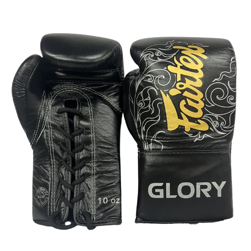 Fairtex BGLG3 Lace Up Boxing Gloves Black/Silver — MMAGuy fight gear Phuket
