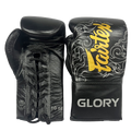 Fairtex BGLG3 Lace Up Boxing Gloves Black/Silver — MMAGuy fight gear Phuket