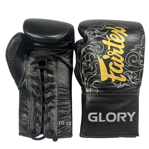 Fairtex BGLG3 Lace Up Boxing Gloves Black/Silver — MMAGuy fight gear Phuket