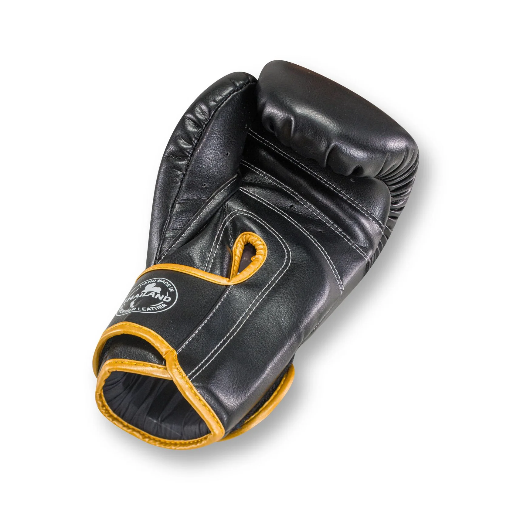 Black Blegend BGL32 Velcro boxing glove in leather with yellow accents