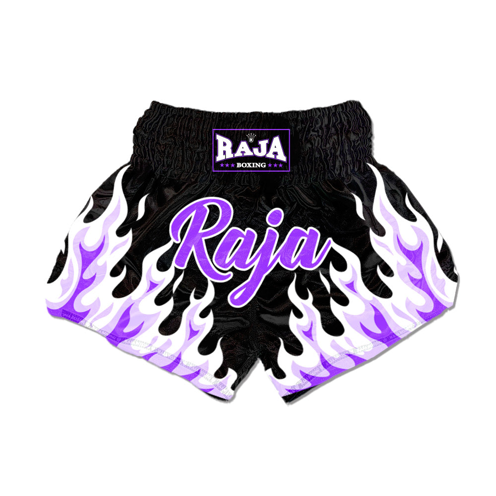 Raja Muay Thai Shorts — Purple Flame (RK-17) — MMAGuy fight gear Phuket