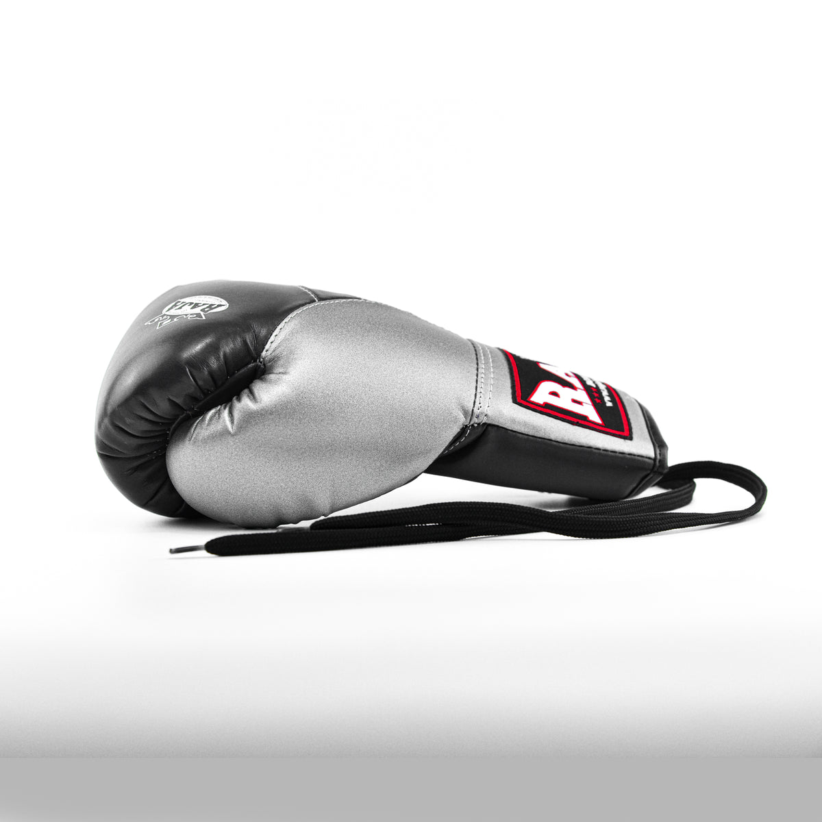 Raja Boxing Gloves — Pro Lace Up Gray/Silver (RBGV-PRO-1) — MMAGuy fight gear Phuket