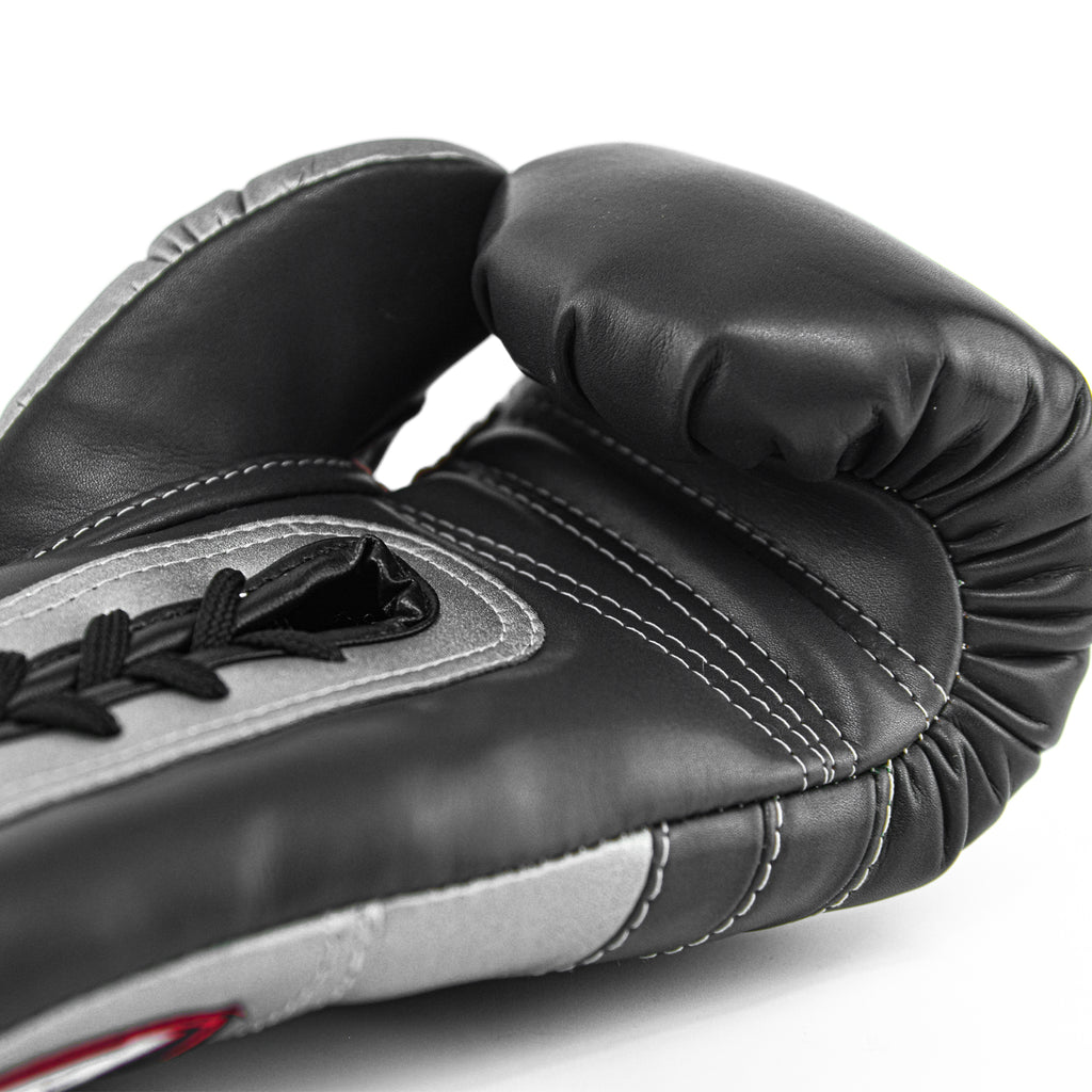 Raja Boxing Gloves — Pro Lace Up Gray/Silver (RBGV-PRO-1) — MMAGuy fight gear Phuket