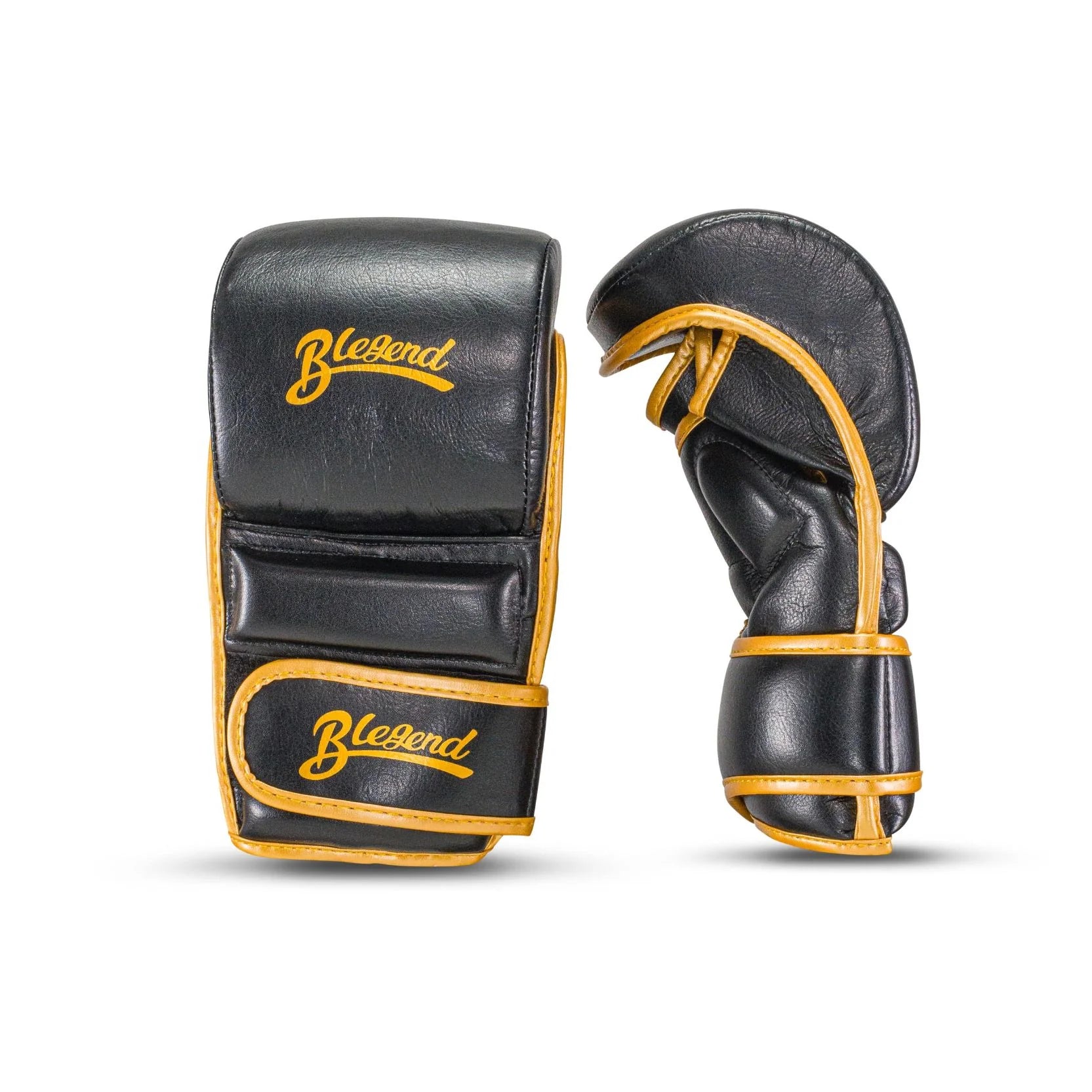 Black and gold Blegend leather boxing gloves for MMA