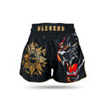 Blegend Black Tiger Muay Thai shorts with gold tiger design