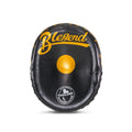 Black BLEGEND Focus Mitts BFM17: leather boxing pad with yellow target