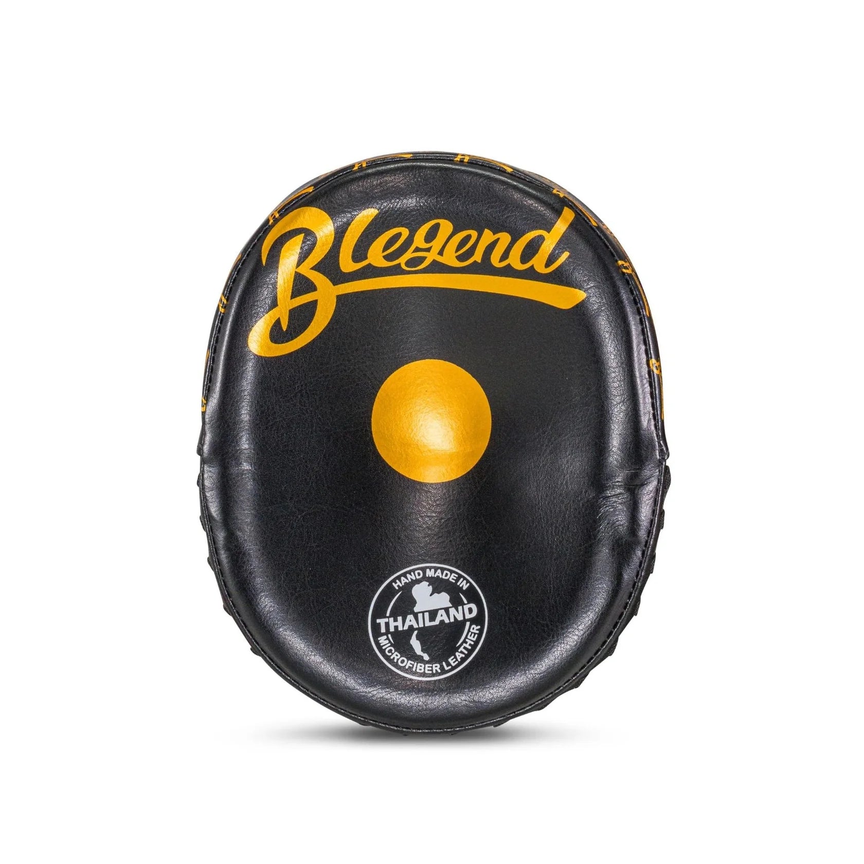 Black BLEGEND Focus Mitts BFM17: leather boxing pad with yellow target