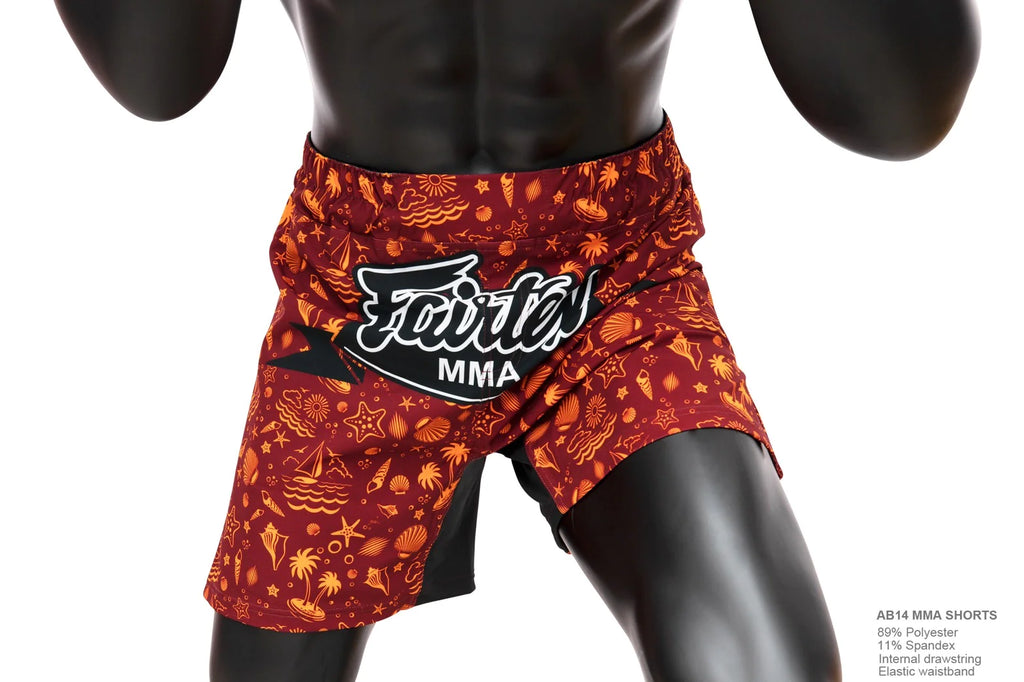 Fairtex MMA Shorts Beach in red orange tropical print