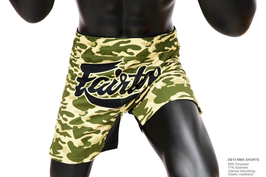 Fairtex AB10 MMA Shorts Jungle Warrior in camouflage pattern