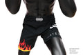 Black Fairtex MMA Shorts On Fire with flame leg design