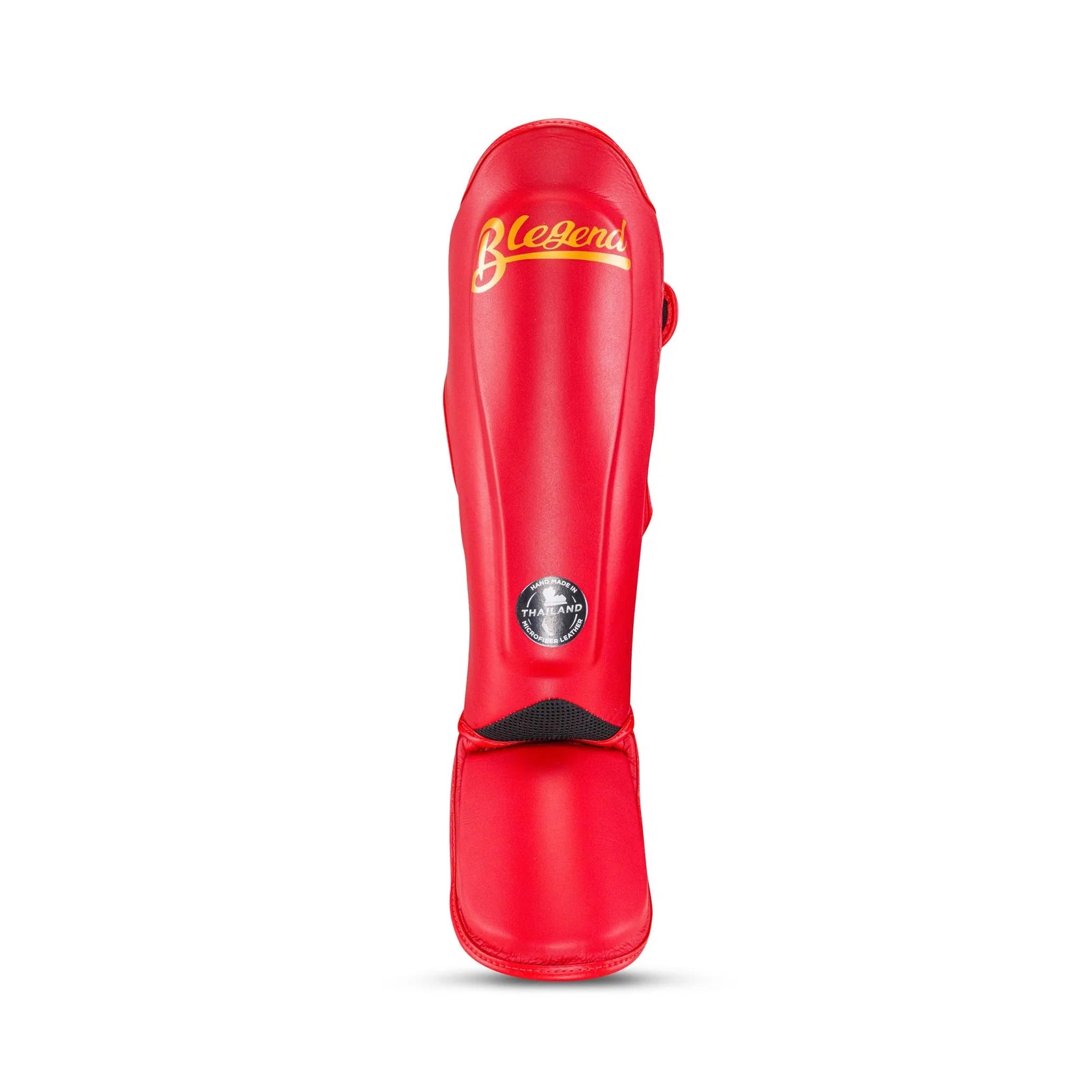 Red Blegend shinguards with black accents and logo