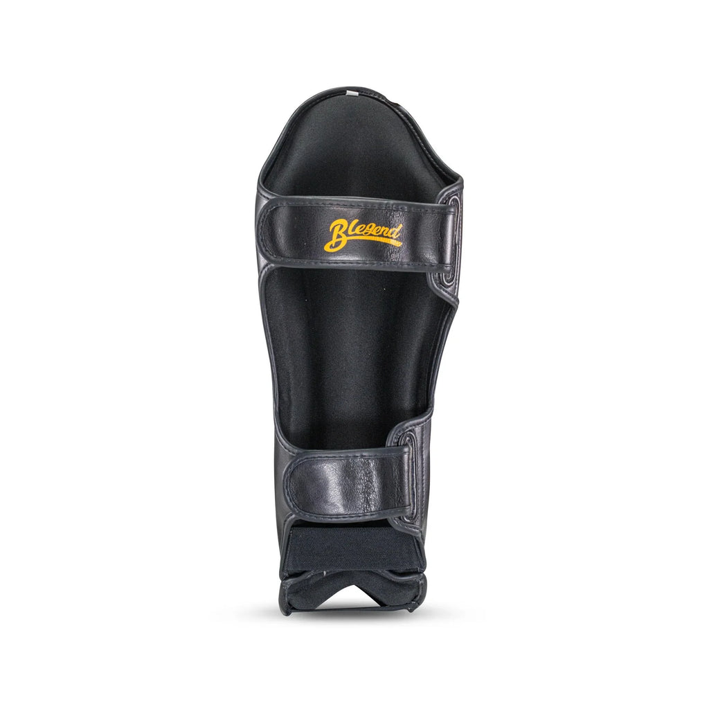 Black Blegend Shinguards with bleuord logo and strap design