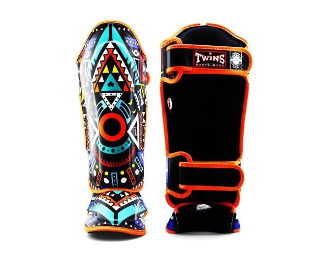 Twins Special FSGL10-57 shin guards with vibrant geometric patterns