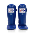 Fairtex Compact Shinguards Blue with white and red accents