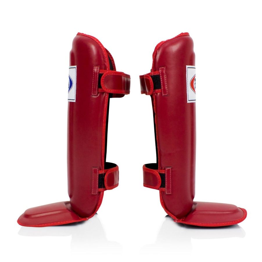 Fairtex Compact Shinguards Red with adjustable padded straps