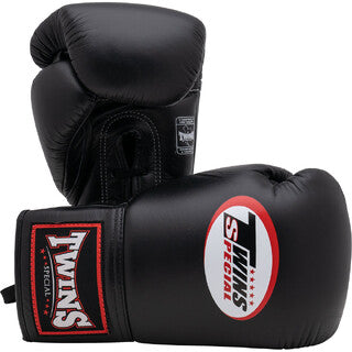 Black Twins Special BGLL1 boxing gloves with red and white accents